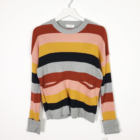 Sophie Rue Ribbed Striped Crew Neck Sweater - Picture 1 of 7